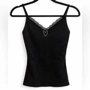 Brandy Melville Black Heart Lace Cami